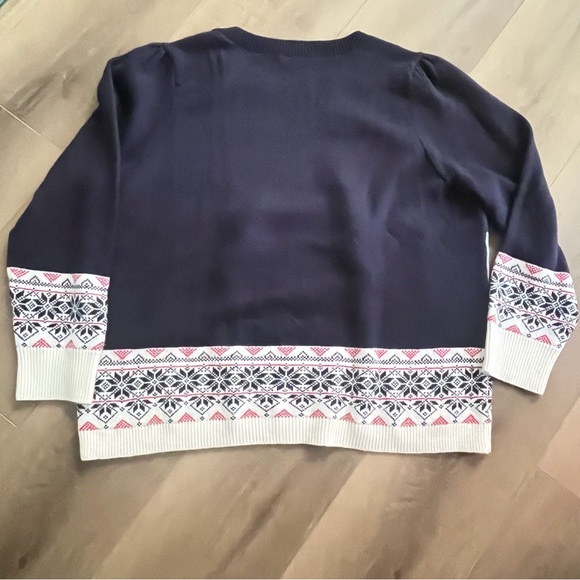 Talbots Blue Holiday Scene Crewneck Sweater Fair Isle Women Plus 3X Soft Xmas - Picture 4 of 12